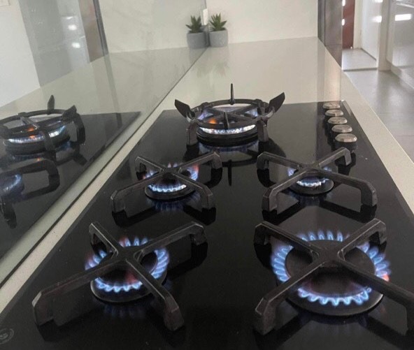 Gas Cooktop showing Gas Flame