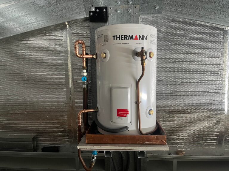 Thurmann Electric Hot Water Heater installed inside of roof
